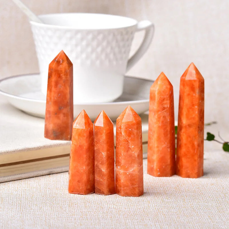 Natural Crystal Point Sunstone for Home Decor