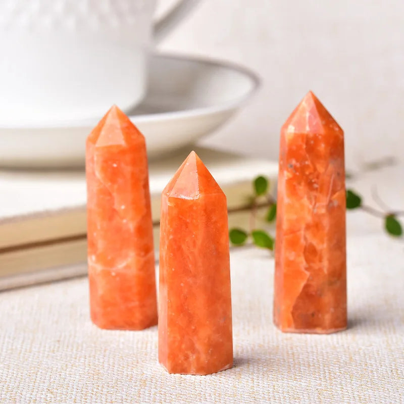 Natural Crystal Point Sunstone for Home Decor