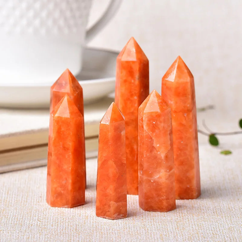 Natural Crystal Point Sunstone for Home Decor