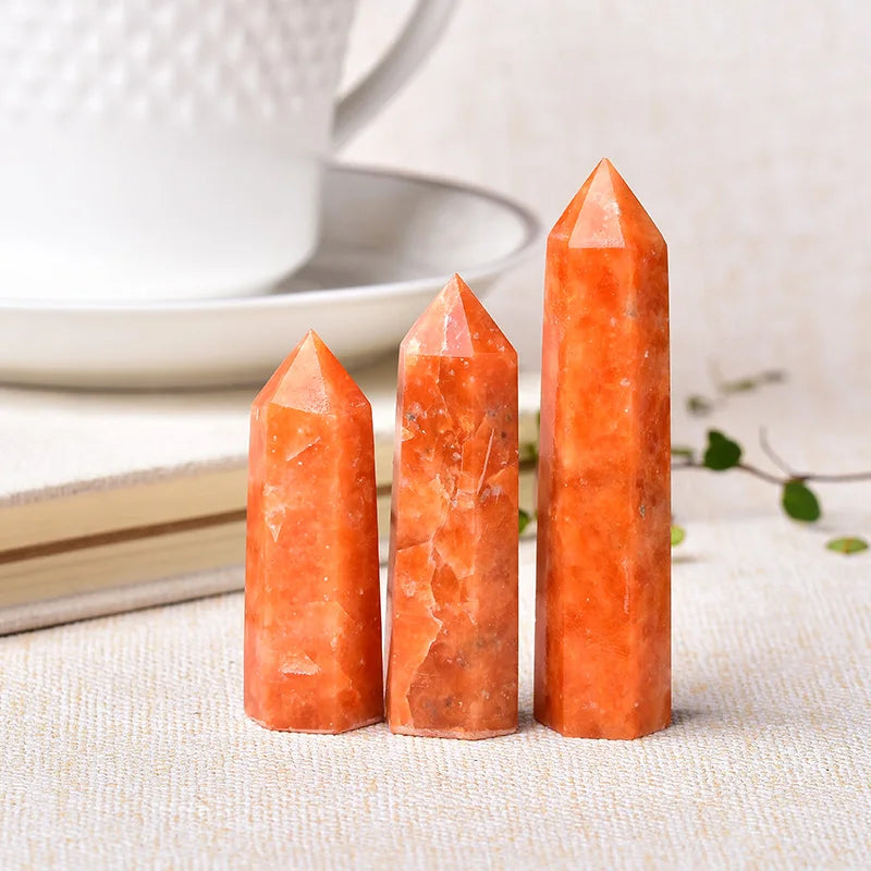 Natural Crystal Point Sunstone for Home Decor
