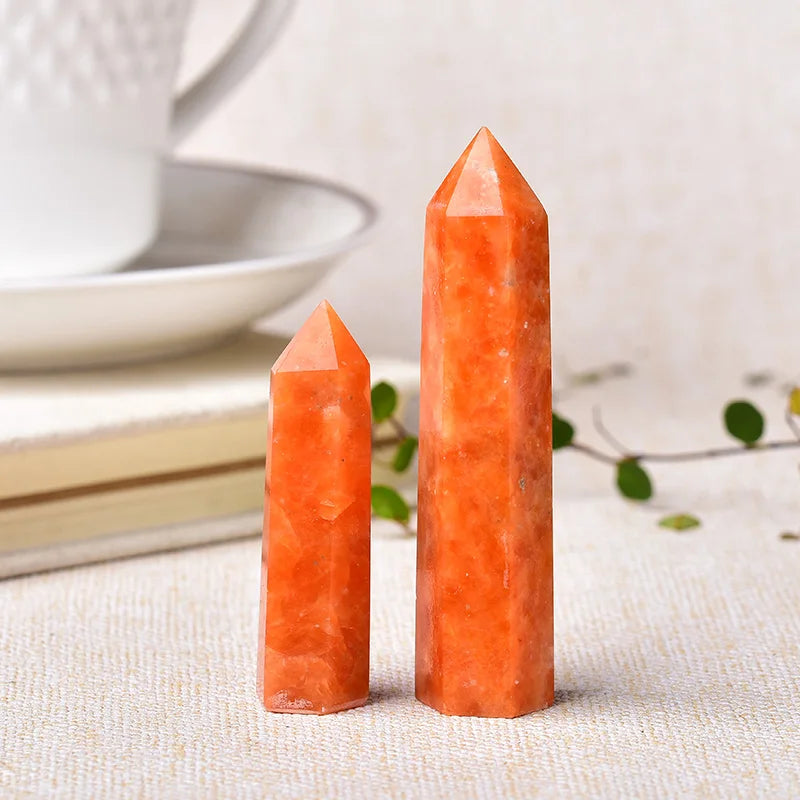 Natural Crystal Point Sunstone for Home Decor