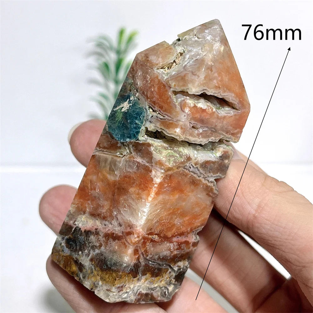 Natural Crystal Sunstone With Apatite Tower Point