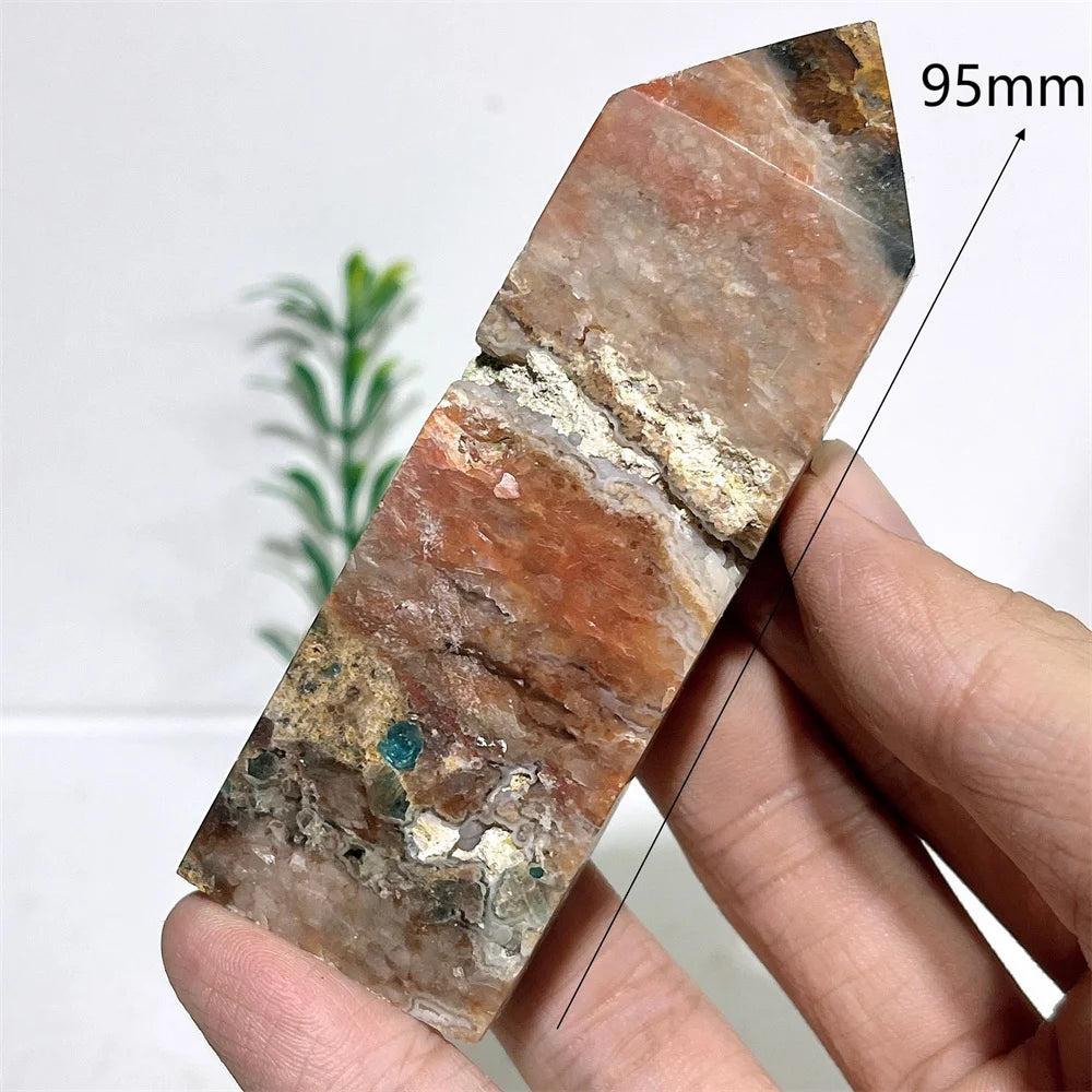 Natural Crystal Sunstone With Apatite Tower Point